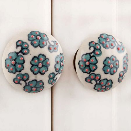 Forest Green Embossing Flower Knob