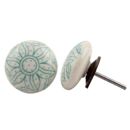 Green Embossing Flower Knob