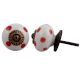White Red Polka Dotted Ceramic Dresser Knob