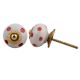 White Red Polka Dotted Ceramic Dresser Knob