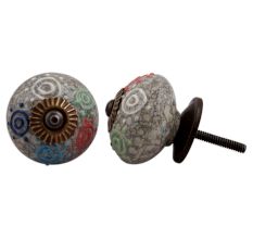 Mixed Circular Crackle Ceramic Wardrobe Knob