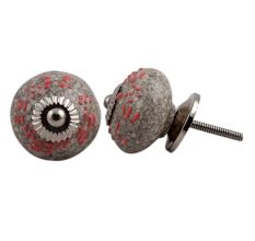 Pink Floral Crackle Ceramic Cabinet Knob