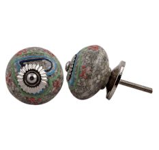 Colorful Hearts Crackle Cabinet Ceramic Knob