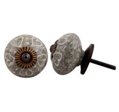 White Heart Crackle Ceramic Dresser Knob