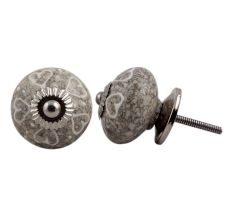 White Heart Crackle Ceramic Dresser Knob