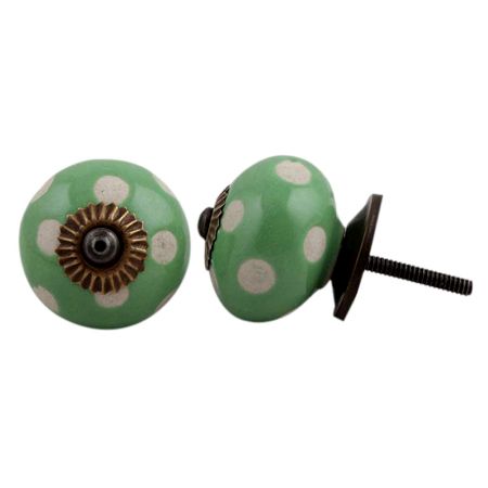 Pea Green Etched Ceramic Knob 35