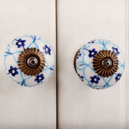 Blue Floral Knob