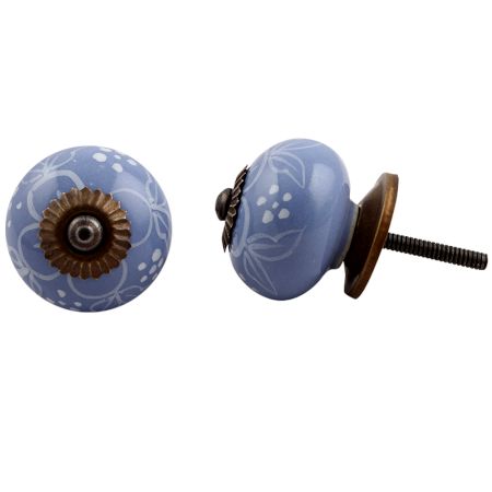 Slate Blue Floral Knob