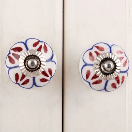 Brown Floral Ceramic Knob