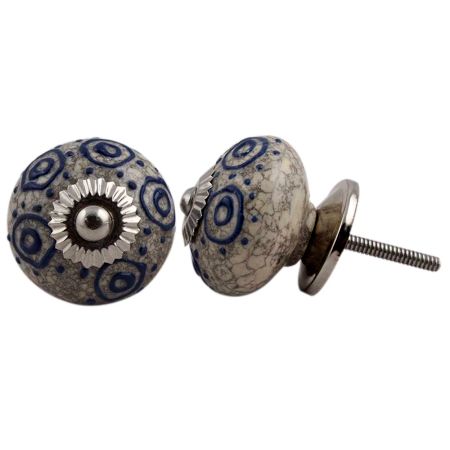Blue Decorative Crackle Ceramic Dresser Knob