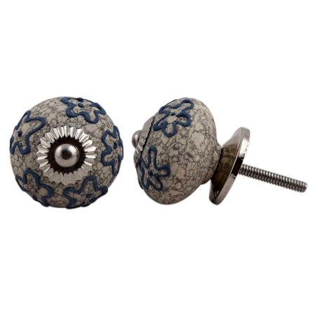 Slate Blue Crackle Cabinet Ceramic Knob