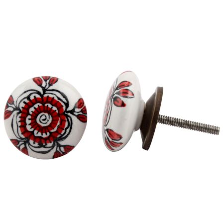 Red Black Rose Flat Knob
