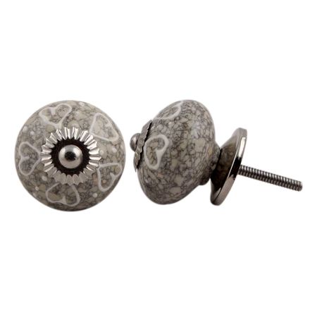 White Heart Crackle Ceramic Dresser Knob