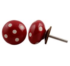 Red White Polka Knob