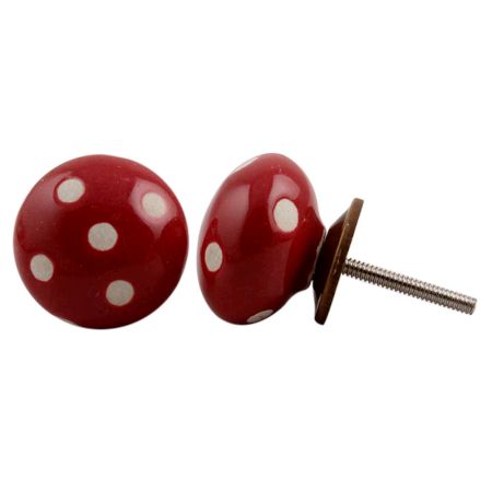 Red White Polka Knob