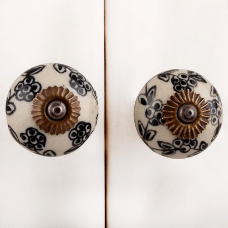 Black Floral Dresser Knob