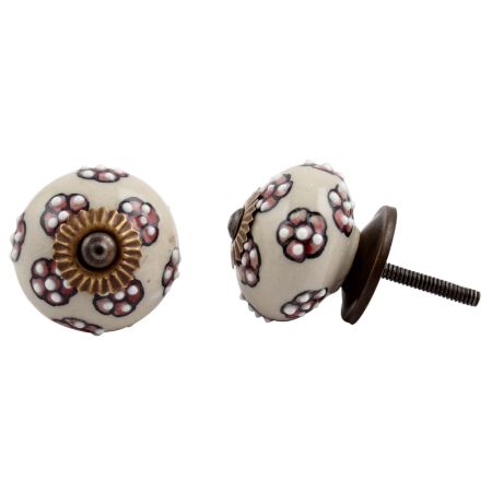Pink Tiny Floral Ceramic Knob