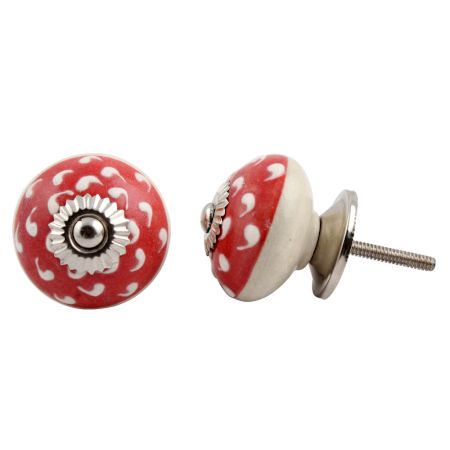 Old Red Flower Ceramic Knob