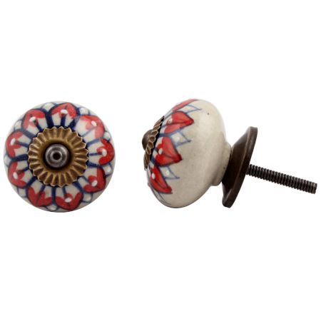 Zinnia Flower Ceramic Knob