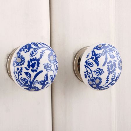 Blue Leaf Flat Knob