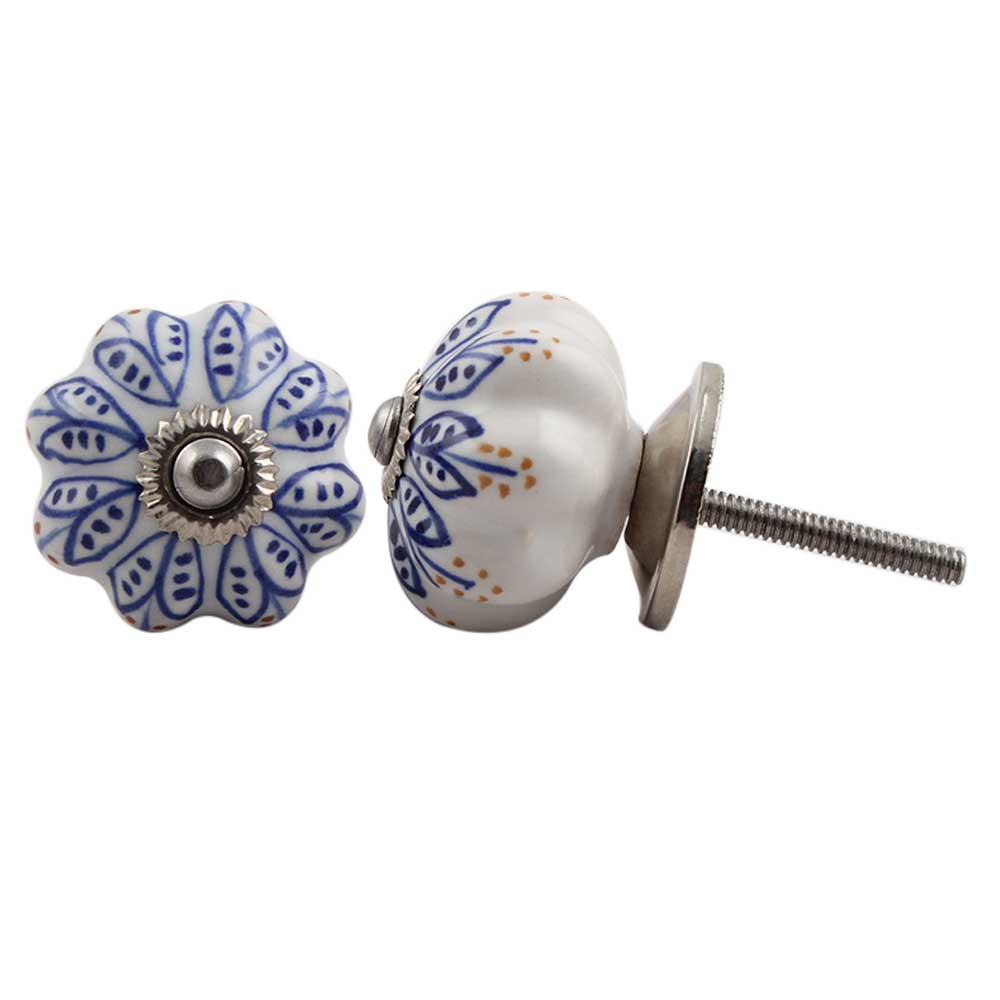 Blue Leaf Medium Dresser Knob