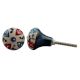 Red Blue Leafy Ceramic Dresser Knob