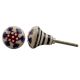 Red Dotted White Floral Ceramic Bulb Knob