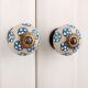Turquoise Tiny Floral Ceramic Knob