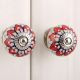 Zinnia Flower Ceramic Knob