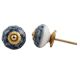 Grey Blue Floral Ceramic Knob