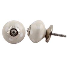 Cream White Polka Ceramic Knob