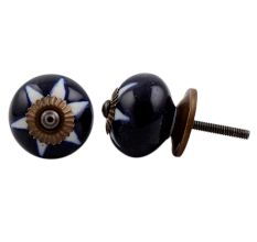 Navy Blue Etched Ceramic Knob-06