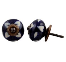 Navy Blue Etched Ceramic Knob-07