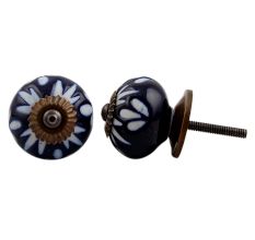 Navy Blue Etched Ceramic Knob-09