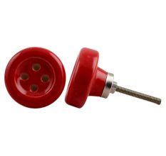 Red Ceramic Button Knob