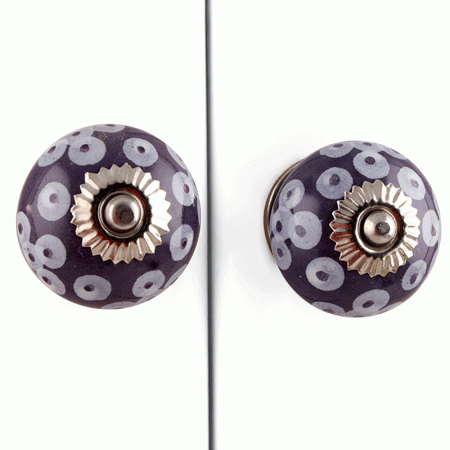 Purple Ceramic Floral Dresser Knob
