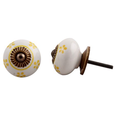Yellow Tiny Flower Ceramic Dresser Knob