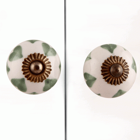 Moss Green Heart Ceramic Knob