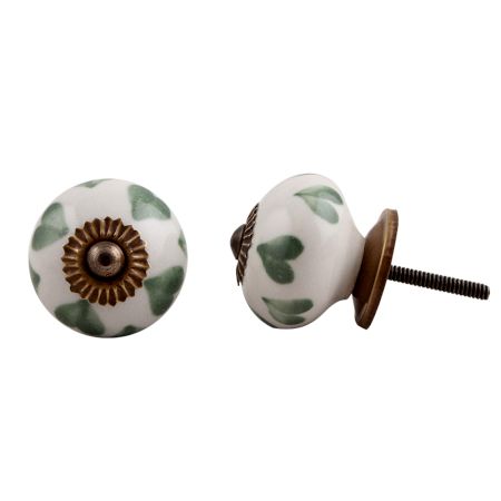 Moss Green Heart Ceramic Knob