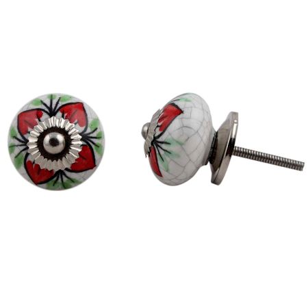 Red Flower Crackle Ceramic Dresser Knob Online