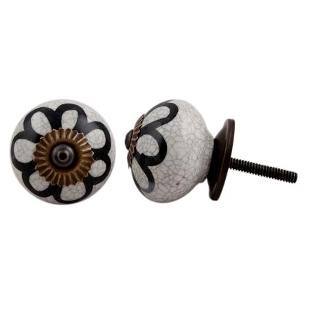 Black Sunflower Crackle Drawer Knob