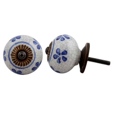 Blue Flower Crackle Ceramic Drawer Knob Online