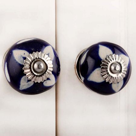 Navy Blue Etched Ceramic Knob-07