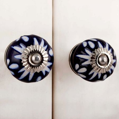 Navy Blue Etched Ceramic Knob-09