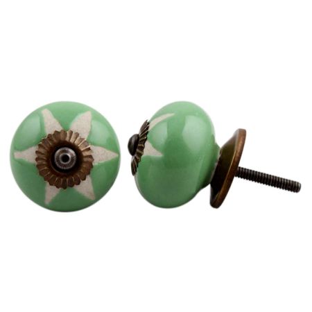 Pea Green Etched Ceramic Knob-10