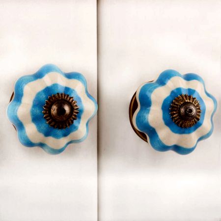 Cream Turquoise Medium Knob