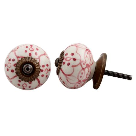 Dark Pink Floral Knob