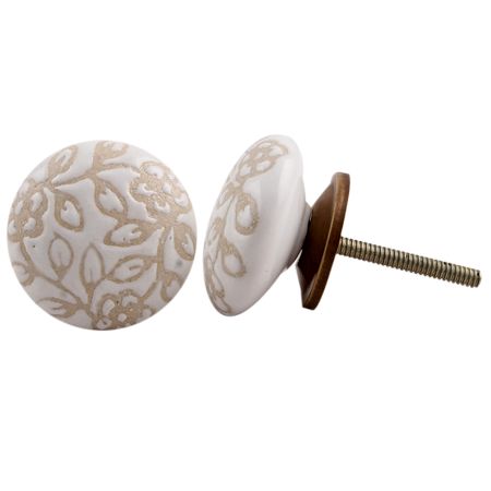 White Etched Flat Knob