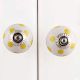 White Yellow Polka Ceramic Furniture Knob