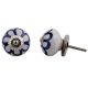 Navy Blue Floral Crackle Ceramic Drawer Knob